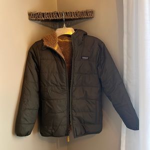 Patagonia youth XL olive green reversible coat.